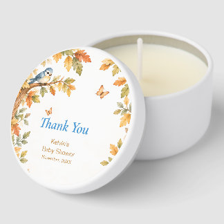 Watercolor Fall Autumn Boy Baby Shower Thank You Mini Candle Favors