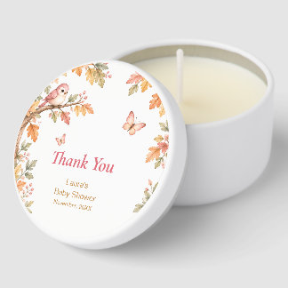 Watercolor Fall Autumn Girl Baby Shower Thank You Mini Candle Favors