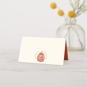 Watercolor Fall Autumn Happy Thanksgiving Place Card