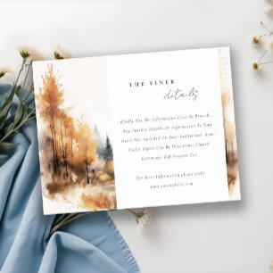 Watercolor Fall Autumn Landscape Wedding Details Enclosure Card
