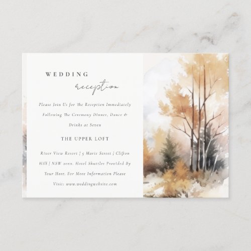 Watercolor Fall Autumn Landscape Wedding Reception Enclosure Card