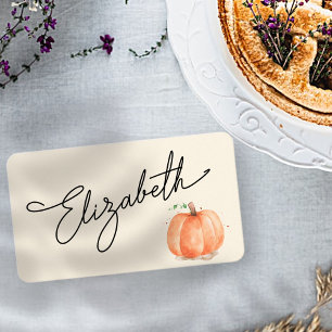 Watercolor Fall Autumn Pumpkin Thanksgiving Place Card