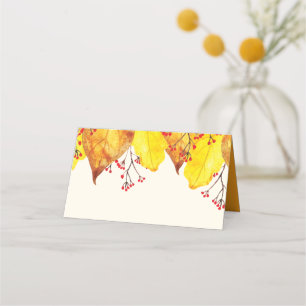 Watercolor Fall Autumn Thanksgiving Foliage Place Card