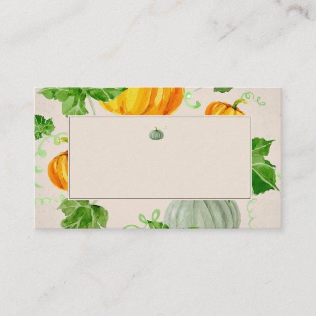 Watercolor Fall Autumn Thanksgiving Pumpkin Place Card (Front)