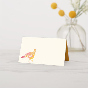 Watercolor Fall Autumn Thanksgiving Turkey Place Card
