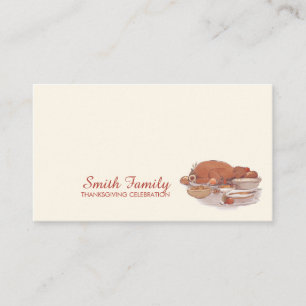 Watercolor Fall Autumn Thanksgiving Turkey Place Card