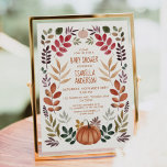 Watercolor Fall Baby Shower Invitation<br><div class="desc">Watercolor pumpkins and colorful leaves fall themed  baby shower invitation.</div>