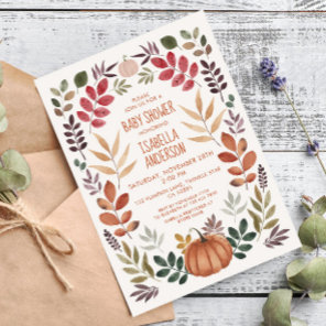 Watercolor Fall Baby Shower Invitation