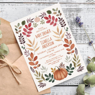 Watercolor Fall Baby Shower Invitation