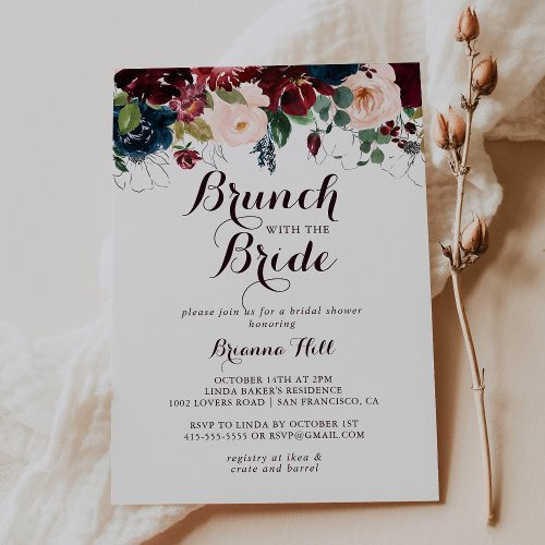 Watercolor Fall Brunch with the Bride Shower Invitation