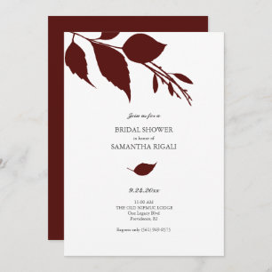 Watercolor Fall Burgundy Bridal Shower Invitation