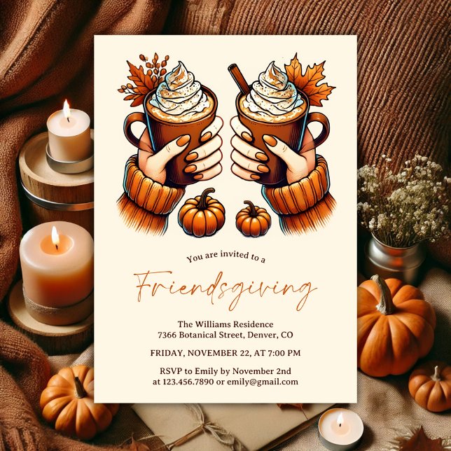 Watercolor Fall Colors Pumpkin Spice Friendsgiving Invitation (Watercolor Fall Colors Pumpkin Spice Friendsgiving Invitation)