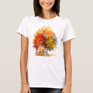 Watercolor Fall Dog Design- Corgi T-Shirt