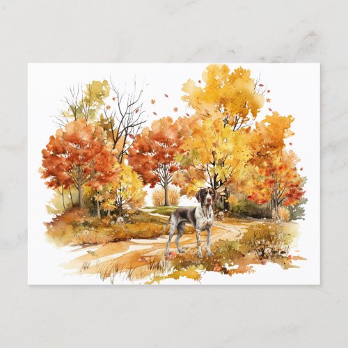 Watercolor Fall Dog Design_ German Pointer Postcard