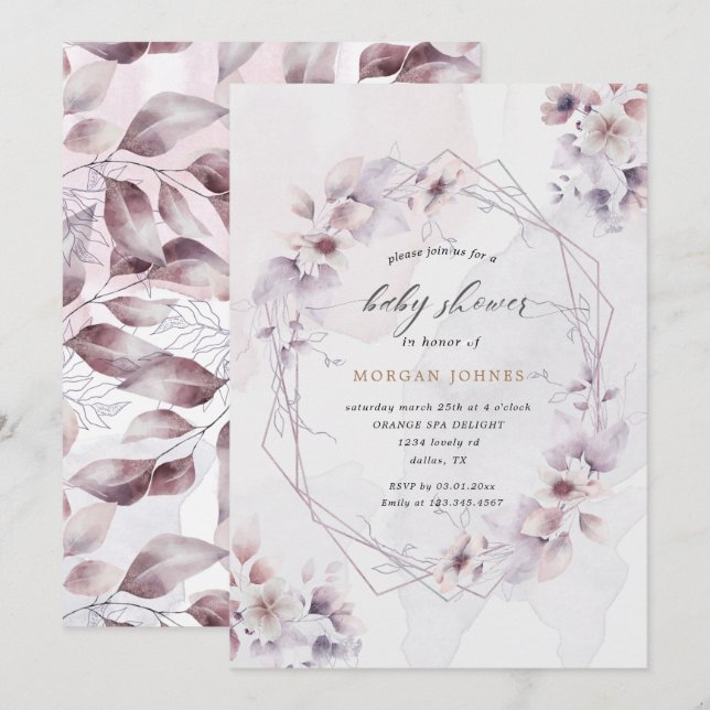  watercolor fall floral baby shower invite (Front/Back)