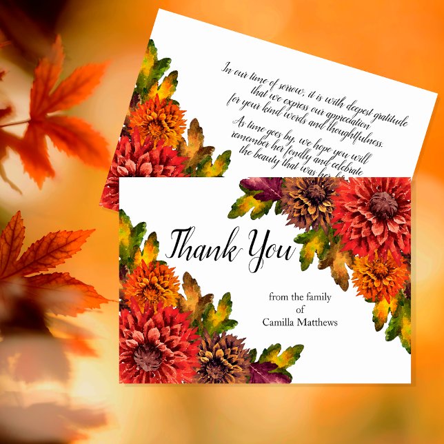 Watercolor Fall Floral Bereavement Thank You (Watercolor Fall Floral Bereavement Thank You Card)