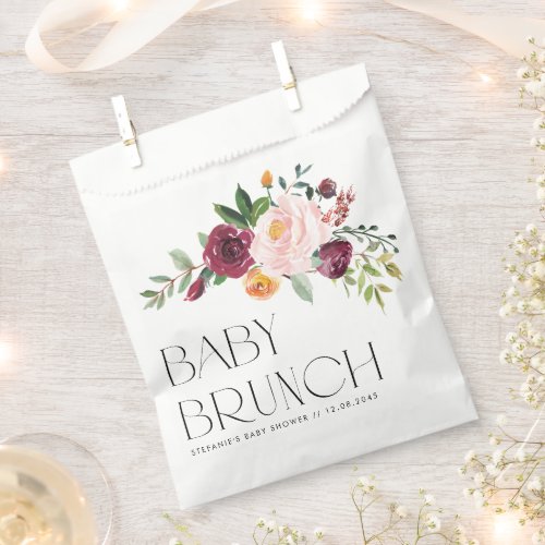 Watercolor Fall Floral Bouquet Autumn Baby Brunch Favor Bag