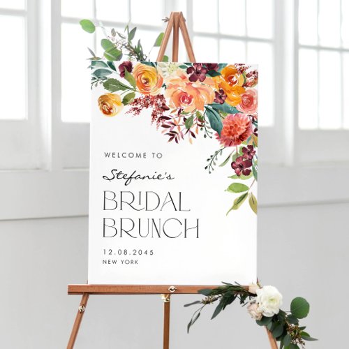 Watercolor Fall Floral Bouquet Bridal Brunch Poster
