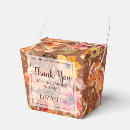Watercolor Fall Floral Bridal Shower Favor Boxes