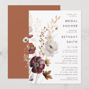 Watercolor Fall Floral Bridal Shower Invitation