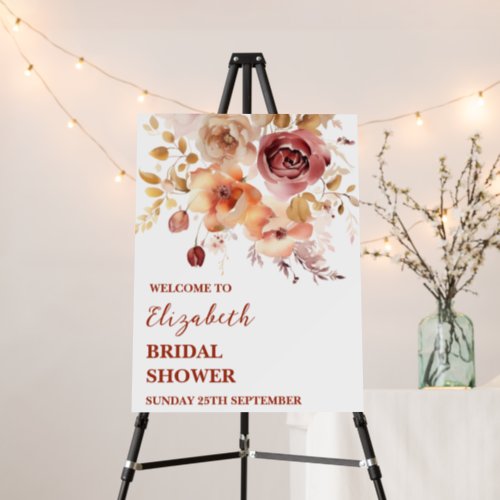 Watercolor Fall Floral Bridal Shower Welcome Sign
