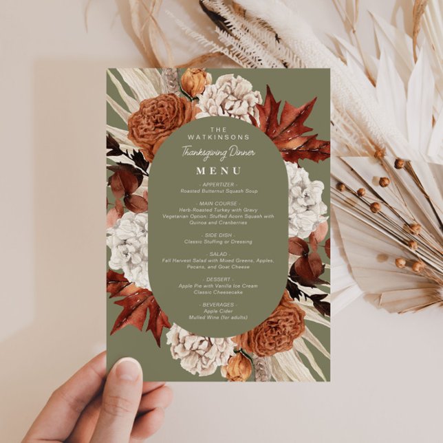 watercolor fall floral frame thanksgiving menu (Creator Uploaded)