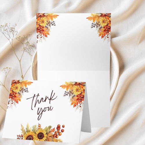 Watercolor Fall Florals Fall Leaves Thank You Note