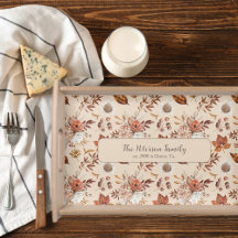 Watercolor fall flowers family name personalized