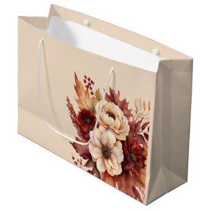 Watercolor Fall Flowers- Large Gift Bag