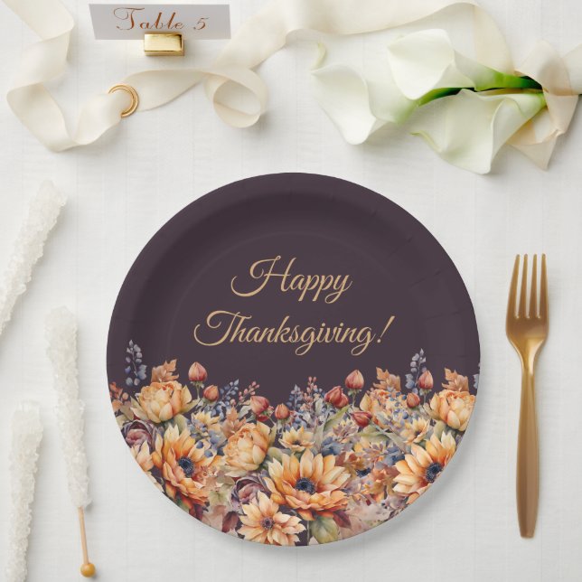 Watercolor Fall Flowers- Paper Plates (Wedding)