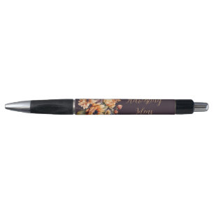 Watercolor Fall Flowers-Purple Pen