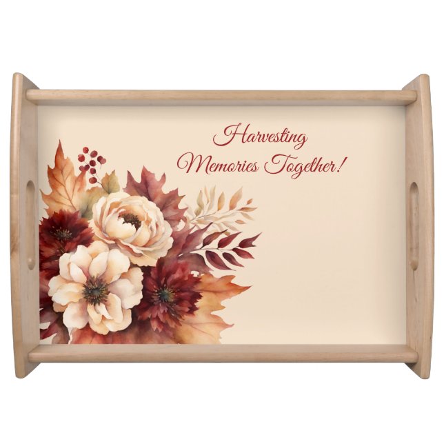 Watercolor Fall Flowers- Serving Tray (Front)