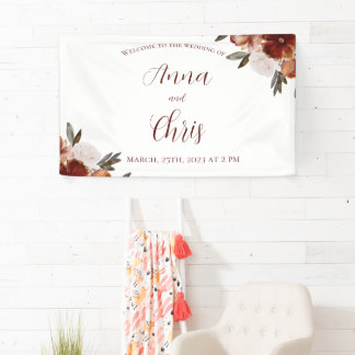 WATERCOLOR FALL FLOWERS WEDDING BANNER