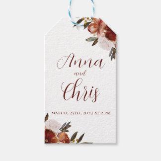 WATERCOLOR FALL FLOWERS WEDDING GIFT TAGS