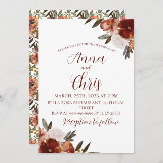 WATERCOLOR FALL FLOWERS WEDDING INVITATION