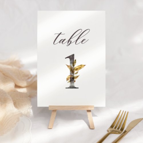 Watercolor Fall Foliage 1 Wedding Table Number