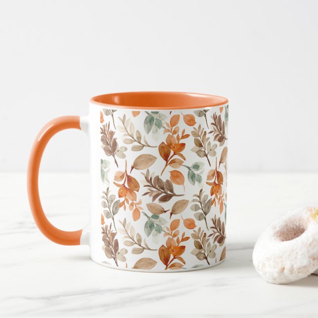 Watercolor Fall Foliage Mug (With Donut)