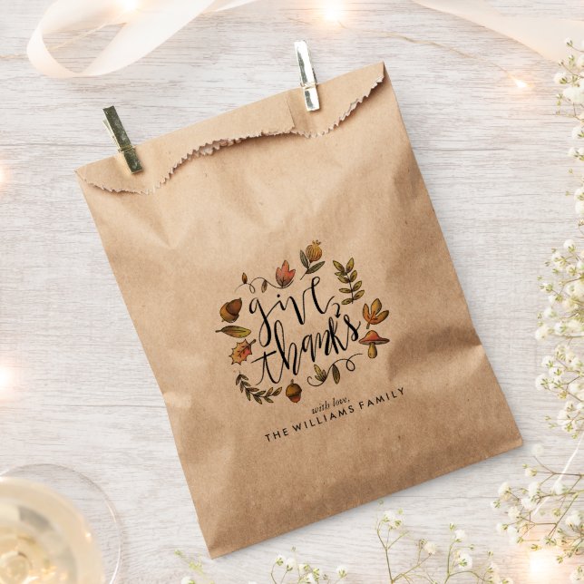 Watercolor Fall Foliage Thanksgiving Favor Bag (Clipped)