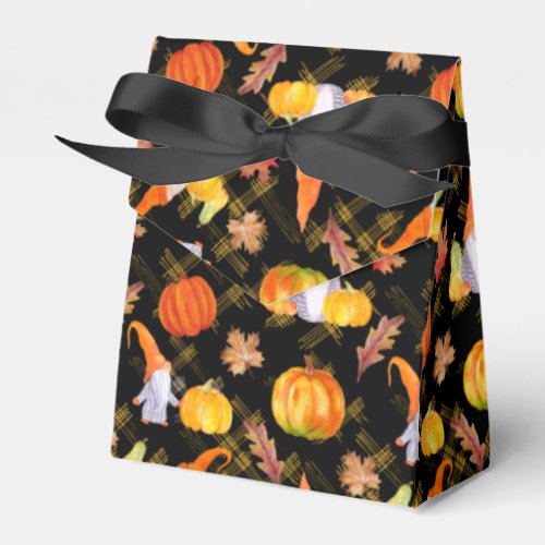 Watercolor Fall Gnomes Pumpkins And Leaves Favor Boxes