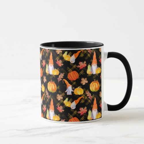 Watercolor Fall Gnomes Pumpkins And Leaves Mug