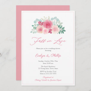 Watercolor Fall In Love Autumn Bridal Shower Party Invitation