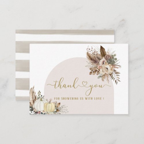 Watercolor Fall in love bridal ShowerFlower Pumpki Note Card