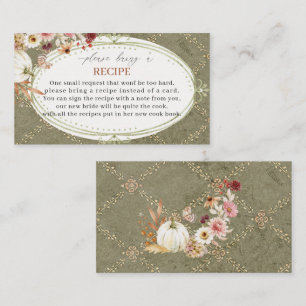 Watercolor Fall in love burgunde flower  Recipe ca Enclosure Card