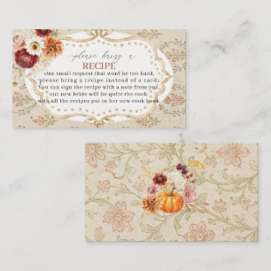 Watercolor Fall in love burgunde flower  Recipe ca Enclosure Card
