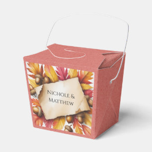 Watercolor Fall Leaves & Acorns Rustic Wedding Favor Boxes