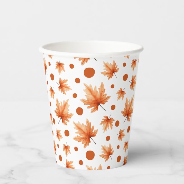 Watercolor Fall Leaves Autumn Foliage Thanksgiving Paper Cups (Front)