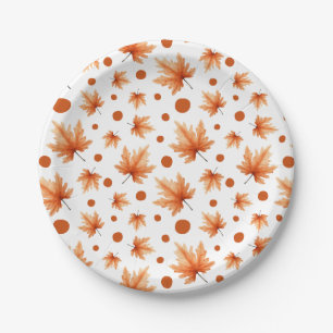 Watercolor Fall Leaves Autumn Foliage Thanksgiving Paper Plates