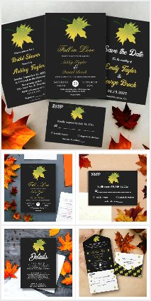 Watercolor Fall Leaves Autumn Wedding Collection