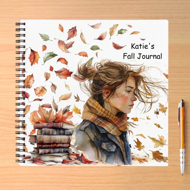 Watercolor Fall Leaves Books Customizable Journal (Creator Uploaded)