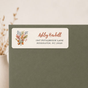 Watercolor Fall Leaves Botanical Floral Script Label